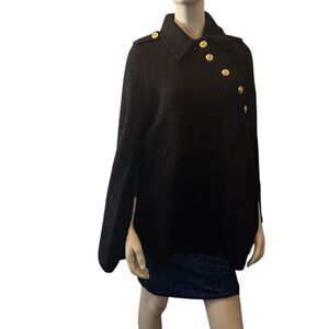 Commense Cape Coat with Gold Buttons Black Medium NWT IN PACKAGE